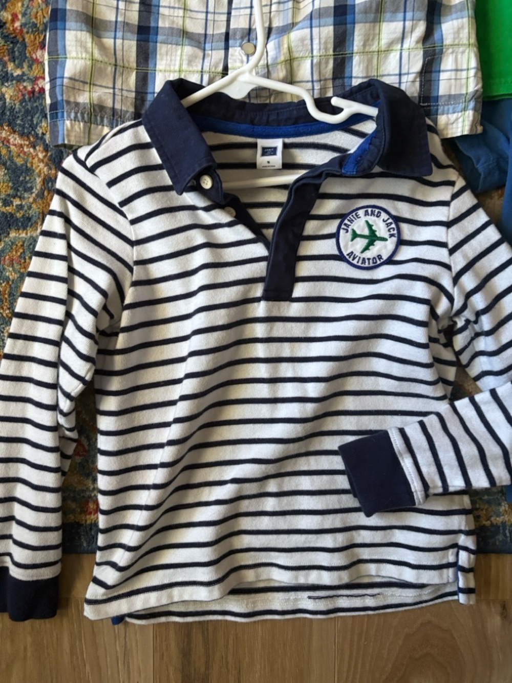 2 shirts Janie & Jack and The Children Place striped Rugby style Size 5